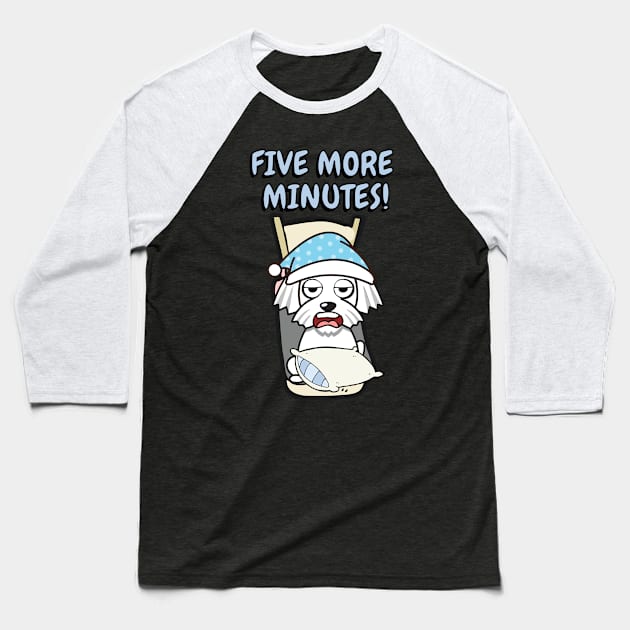 Lazy white dog cant get out of bed Baseball T-Shirt by Pet Station